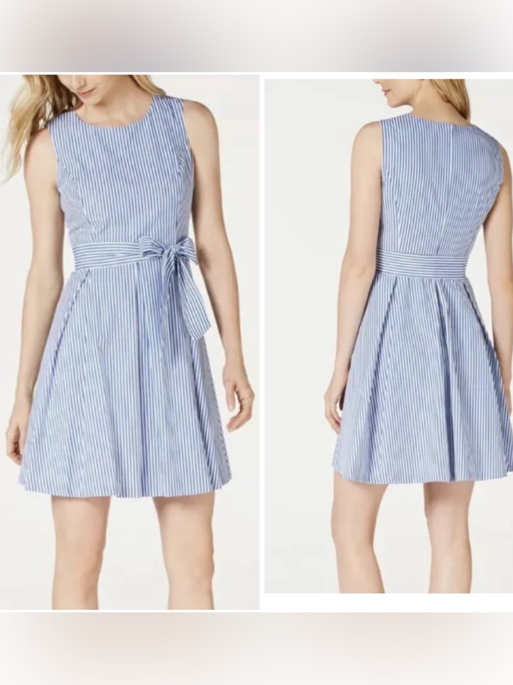 Pappagallo Women's Striped Self-Tie Sleeveless Dress Size 6